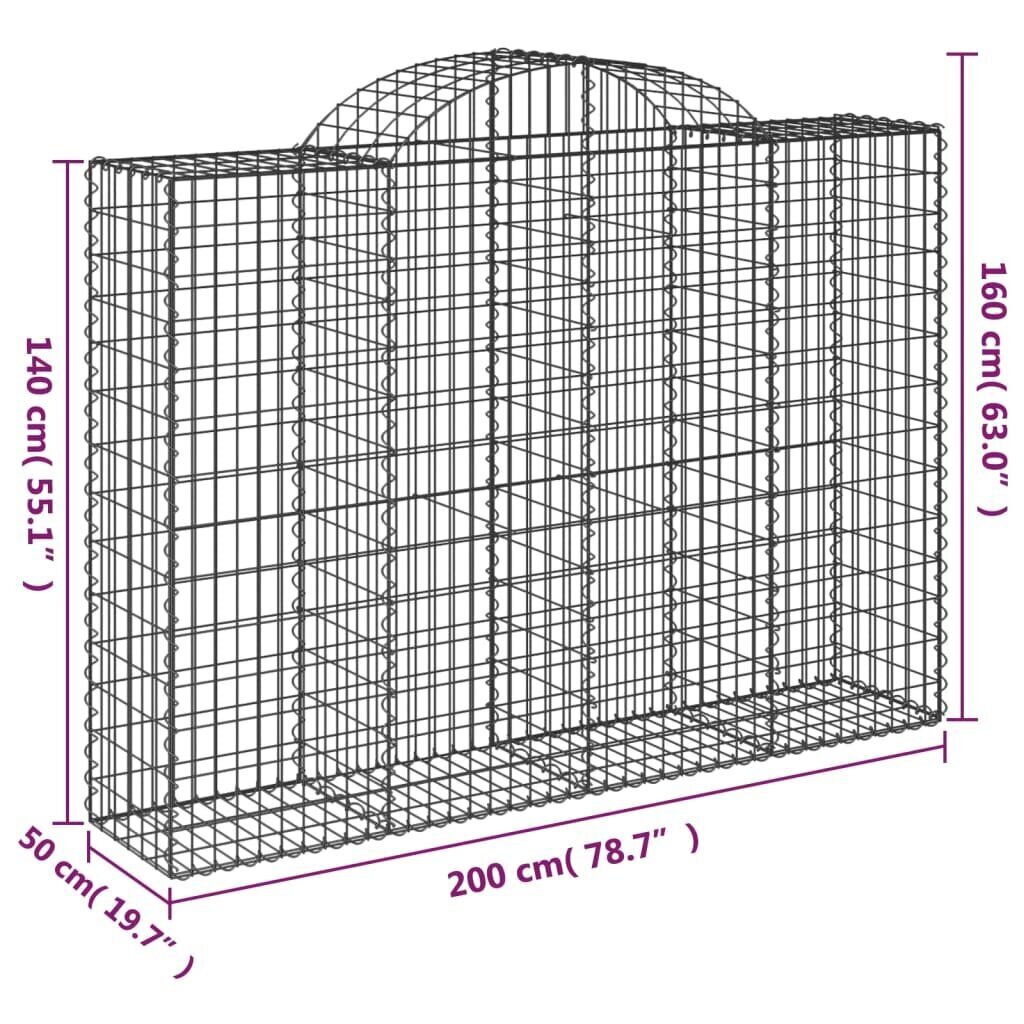 vidaXL Kaareva kivikori 200x50x140/160 cm galvanoitu rauta hinta ja tiedot | Aidat ja tarvikkeet | hobbyhall.fi