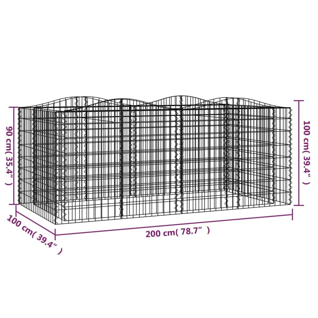 vidaXL Kivikori/kukkalaatikko 200x100x100 cm galvanoitu rauta hinta ja tiedot | Aidat ja tarvikkeet | hobbyhall.fi