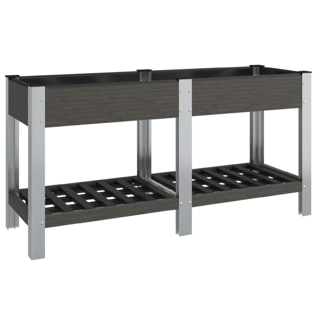 vidaXL Korotettu kukkalaatikko hyllyllä harmaa 175x50x75 cm WPC hinta ja tiedot | Kukkaruukut | hobbyhall.fi