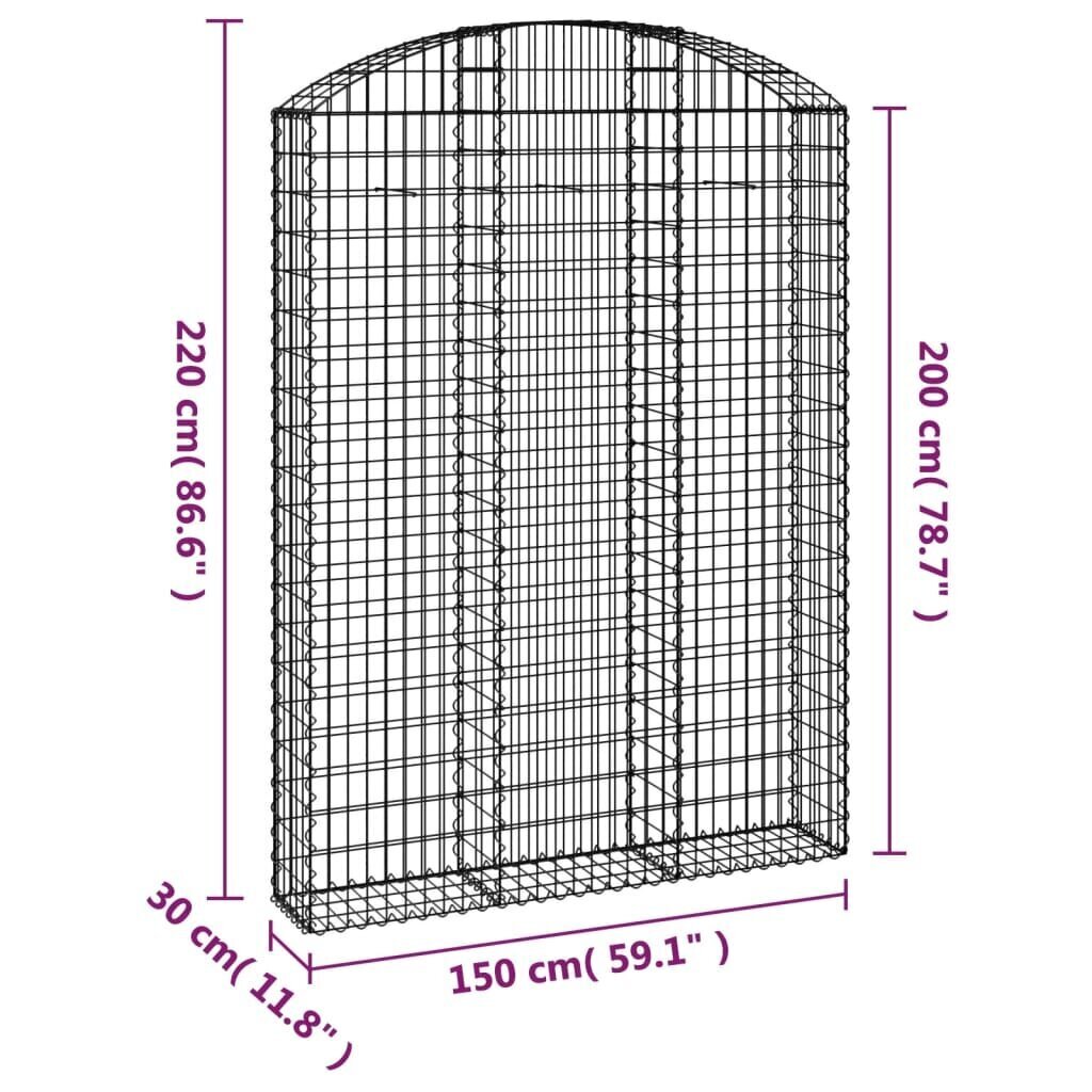 vidaXL Kaareva kivikori 150x30x200/220 cm galvanoitu rauta hinta ja tiedot | Aidat ja tarvikkeet | hobbyhall.fi