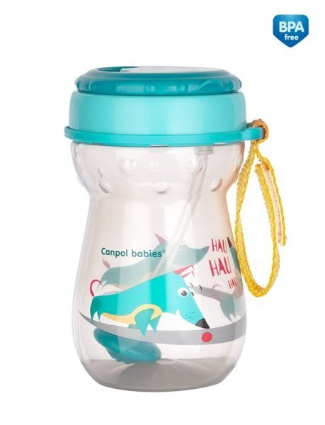 Urheilullinen juomakuppi taitettavalla kannella ja pillillä Canpol Babies 350 ml, 56/518 hinta ja tiedot | Tuttipullot ja tarvikkeet | hobbyhall.fi