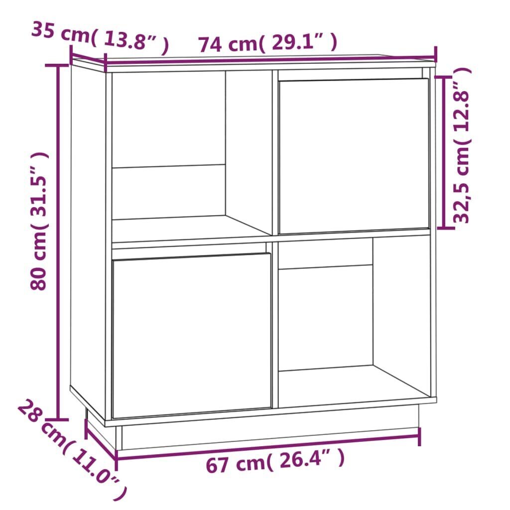 vidaXL Senkki musta 74x35x80 cm täysi mänty hinta ja tiedot | Olohuoneen kaapit ja lipastot | hobbyhall.fi