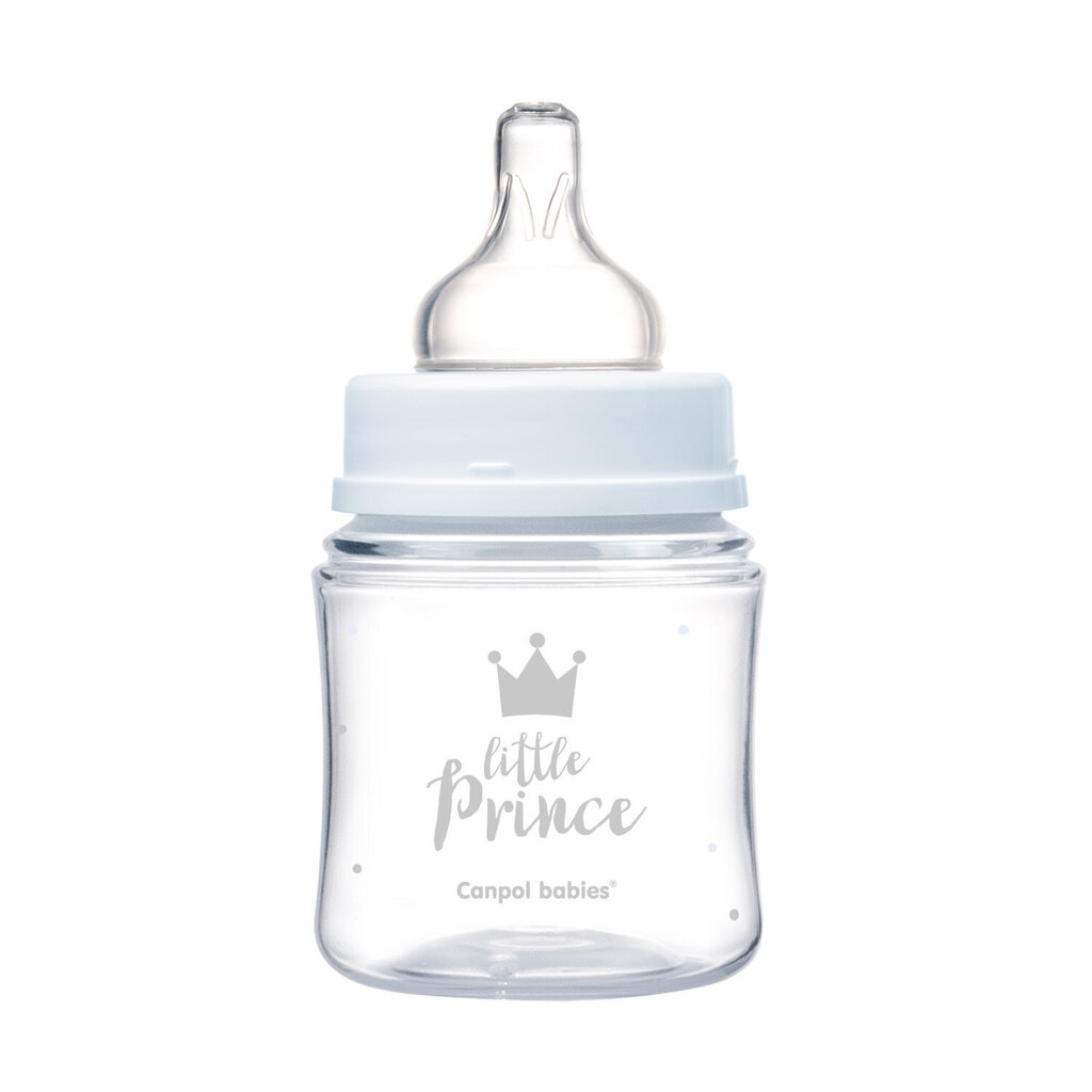 Leveäkaulainen pullo Canpol Babies, Anti-colic PP Easy Start Royal Baby, 120 ml, 35/233, sininen hinta ja tiedot | Tuttipullot ja tarvikkeet | hobbyhall.fi