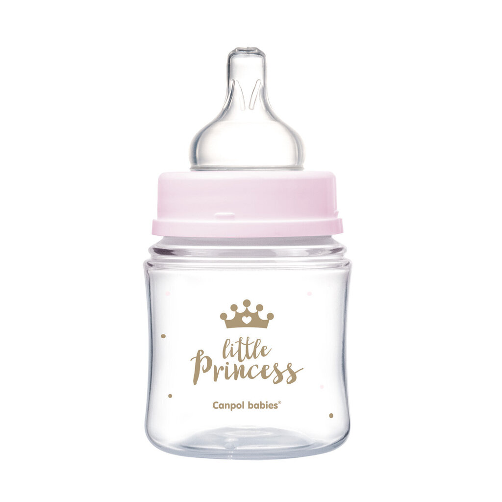 Leveäkaulainen pullo Canpol babies, Anti-colic PP Easy Start Royal Baby, 120 ml, 35/233, pinkki hinta ja tiedot | Tuttipullot ja tarvikkeet | hobbyhall.fi