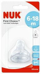 Silikonilukko venttiilillä NUK First Choise +, M, nro 2, 1 kpl.. hinta ja tiedot | Tuttipullot ja tarvikkeet | hobbyhall.fi