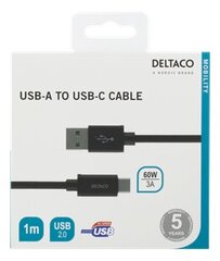 Deltaco USBC-1132M, USB A, USB C, 1m hinta ja tiedot | Puhelinkaapelit | hobbyhall.fi