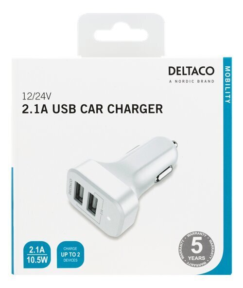 Deltaco USB-CAR121, 2xUSB-A, 2.1A hinta ja tiedot | Puhelimen laturit | hobbyhall.fi