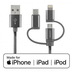 Deltaco IPLH-597, Micro USB, USB C, Lightning, 1m hinta ja tiedot | Puhelinkaapelit | hobbyhall.fi