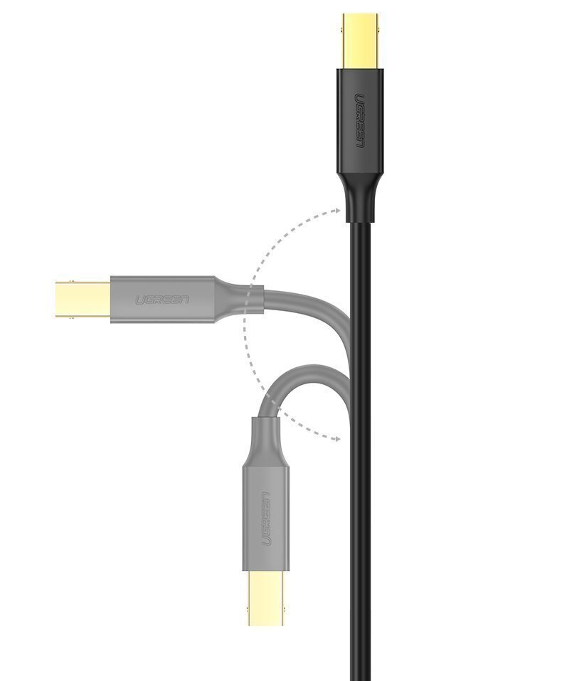 Ugreen USB-A - USB-B, 1.5m UGR525BLK hinta ja tiedot | Puhelinkaapelit | hobbyhall.fi
