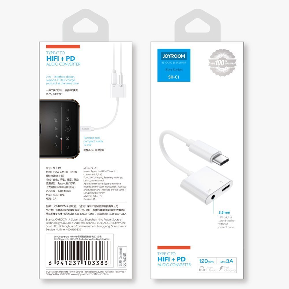 Joyroom , USB-C - USB-C / 3.5mm mini jack hinta ja tiedot | Puhelinkaapelit | hobbyhall.fi