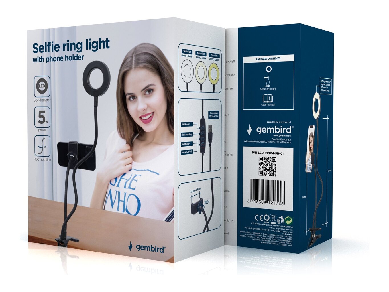 Gembird LED-RING4-PH-01 hinta ja tiedot | Valokuvaustarvikkeet | hobbyhall.fi