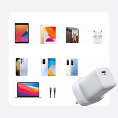 Joyroom Fast USB Type C Wall Charger 25W 3A UK Plug White (L-P251) hinta ja tiedot | Puhelimen laturit | hobbyhall.fi