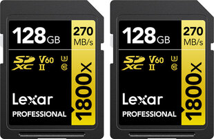 Lexar SDXC 128 GB + 128 GB hinta ja tiedot | Puhelimen muistikortit | hobbyhall.fi