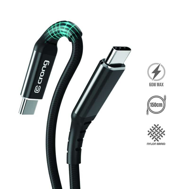 Crong Armor Link, USB-C - USB-C, 1.5 m hinta ja tiedot | Puhelinkaapelit | hobbyhall.fi