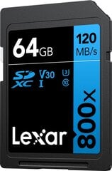 Lexar Professional 800X SDXC UHS-I hinta ja tiedot | Lexar Puhelimet, älylaitteet ja kamerat | hobbyhall.fi