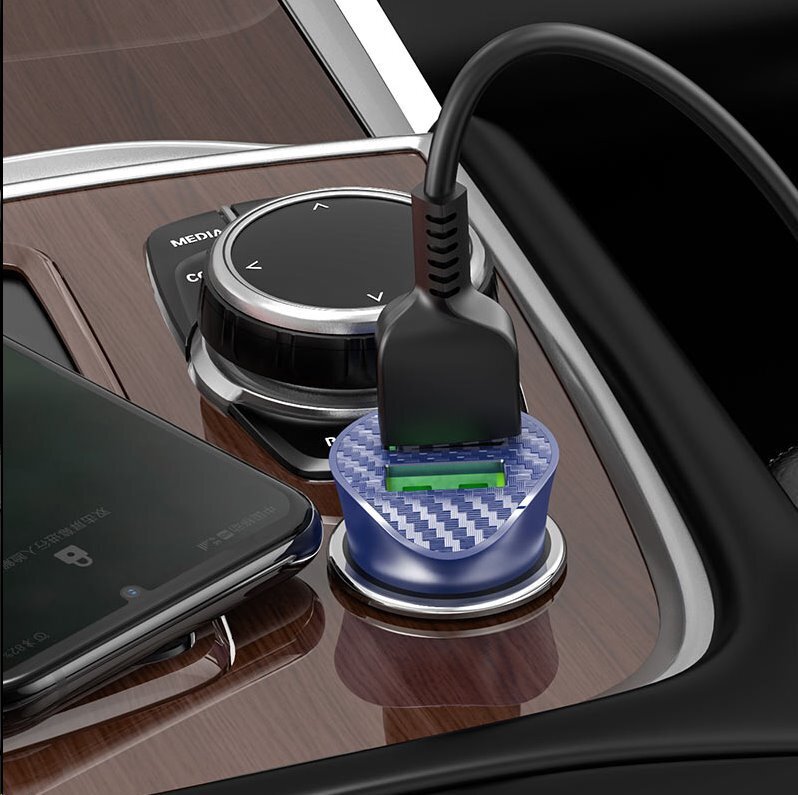 HOCO Z39 Car Charger 2 x USB QC 3.0 18W Blue hinta ja tiedot | Puhelimen laturit | hobbyhall.fi