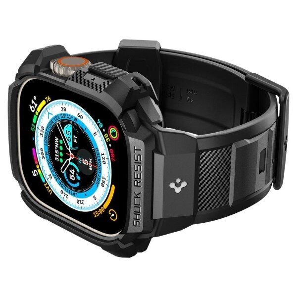 Spigen Rugged Armor Pro Apple Watch Ultra 49mm black ACS05460 hinta ja tiedot | Älykellojen ja aktiivisuusrannekkeiden lisätarvikkeet | hobbyhall.fi