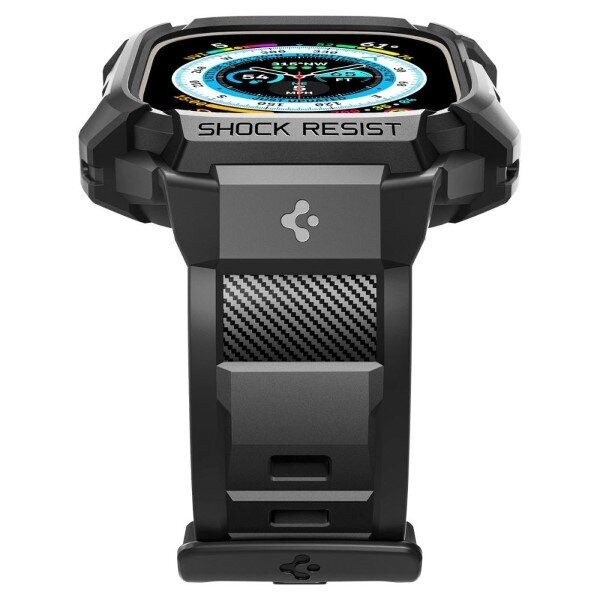 Spigen Rugged Armor Pro Apple Watch Ultra 49mm black ACS05460 hinta ja tiedot | Älykellojen ja aktiivisuusrannekkeiden lisätarvikkeet | hobbyhall.fi