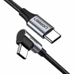 Kampakulmainen USB-C-kaapeli Power Delivery, 1m, musta/harmaa hinta ja tiedot | Puhelinkaapelit | hobbyhall.fi