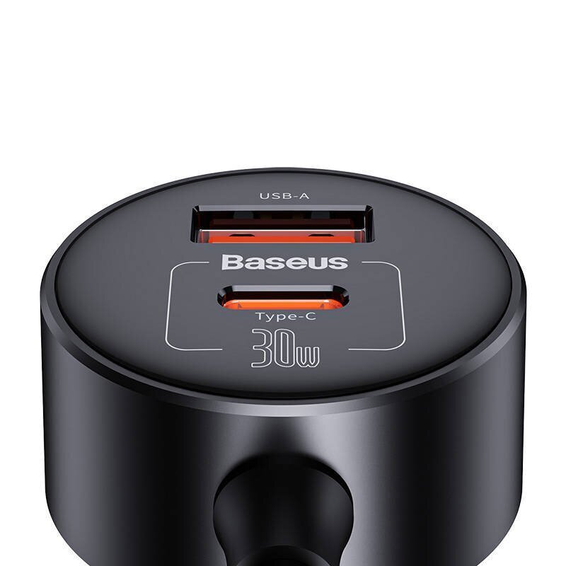 Baseus High Efficiency Pro 1-for-2 Car Cigarette Lighter hinta ja tiedot | Puhelimen laturit | hobbyhall.fi