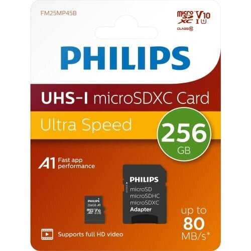 Atminties kortelė Philips MicroSDHC 256GB class 10|UHS 1 + hinta ja tiedot | Puhelimen muistikortit | hobbyhall.fi
