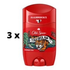 Deodoranttikynä Old Spice Tiger Claw, 50 ml x 3 kpl hinta ja tiedot | Deodorantit | hobbyhall.fi