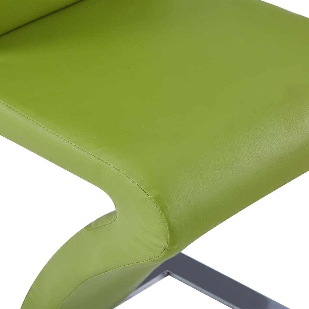 vidaXL Ruokailutuoli Zigzag-muoto 2 kpl vihreä keinonahka hinta ja tiedot | Ruokapöydän tuolit | hobbyhall.fi