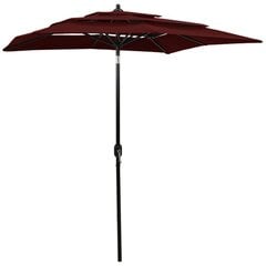 vidaXL 3-tasoinen aurinkovarjo alumiinitanko viininpunainen 2x2 m hinta ja tiedot | Aurinkovarjot ja markiisit | hobbyhall.fi