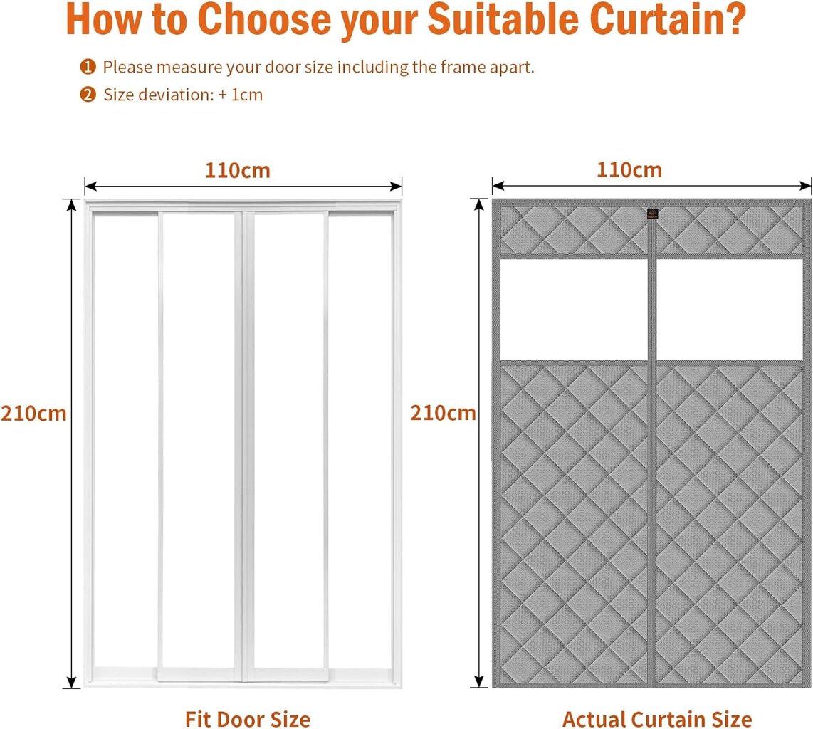 Magneettinen lämpöeristysverho oviin WochiTV, 110 x 210 cm, harmaa hinta ja tiedot | Hyttysverkot | hobbyhall.fi