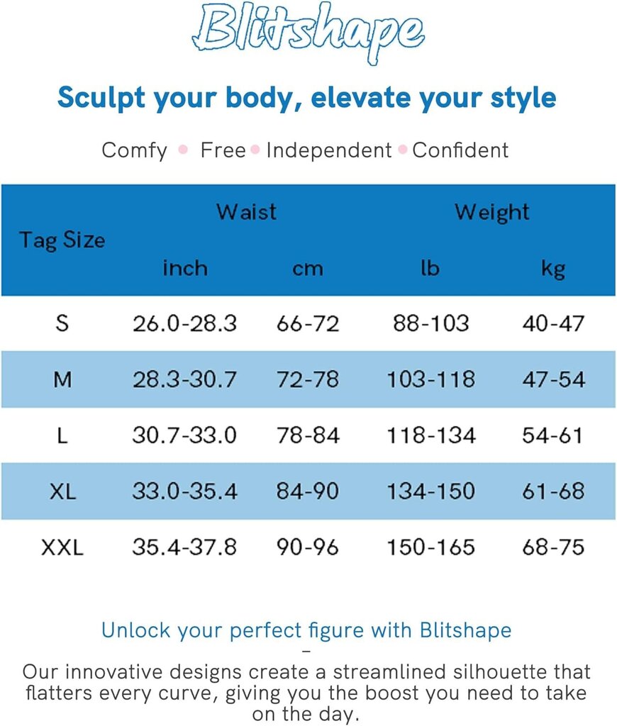 Blitshape Shapewear Tasaiset vatsahousut Mustat hinta ja tiedot | Muotoilevat alusvaatteet | hobbyhall.fi