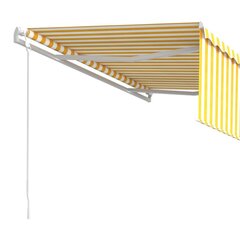 vidaXL Automaattisesti kelattava markiisi verhot 4x3 m keltavalkoinen hinta ja tiedot | Aurinkovarjot ja markiisit | hobbyhall.fi