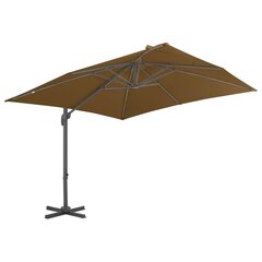 vidaXL Riippuva aurinkovarjo alumiinipylväällä 300x300cm ruskeanharmaa hinta ja tiedot | Aurinkovarjot ja markiisit | hobbyhall.fi