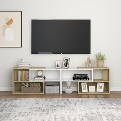 vidaXL TV-taso valkoinen ja Sonoma-tammi 149x30x52 cm lastulevy hinta ja tiedot | TV-tasot | hobbyhall.fi
