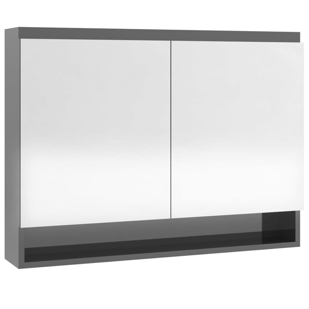 vidaXL LED kylpyhuoneen peilikaappi 80x15x60 cm MDF kiiltävä harmaa hinta ja tiedot | Kylpyhuonekaapit | hobbyhall.fi