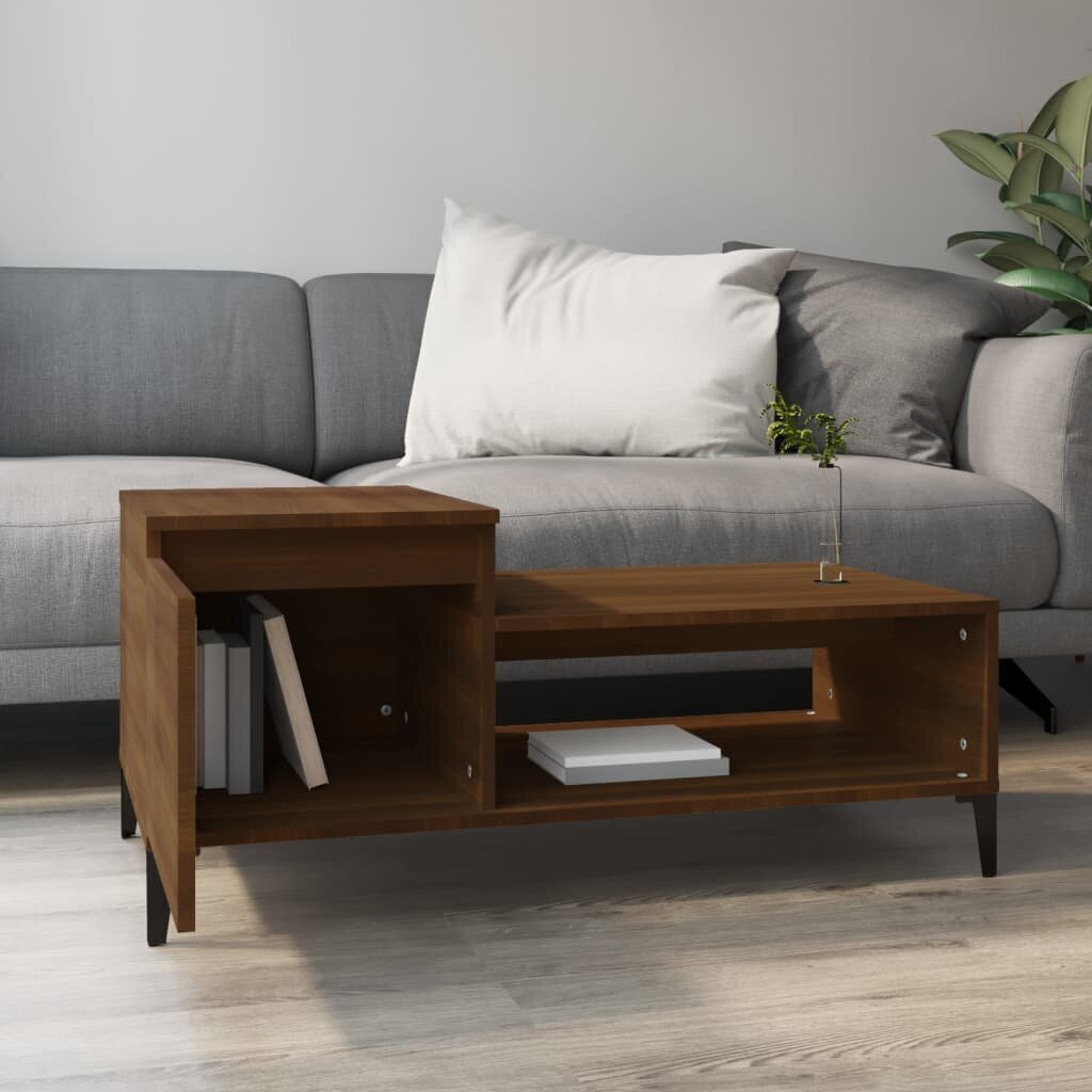 vidaXL Sohvapöytä, ruskea tammi, 100x50x45 cm, tekninen puu hinta ja tiedot | Sohvapöydät | hobbyhall.fi