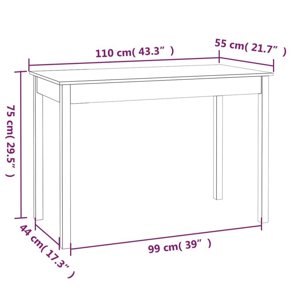 vidaXL Ruokapöytä 110x55x75 cm täysi mänty hinta ja tiedot | Ruokapöydät | hobbyhall.fi