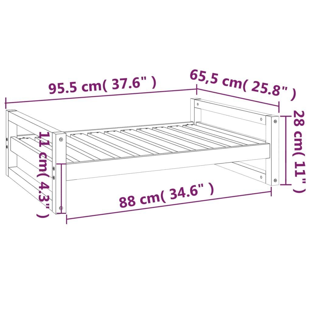 vidaXL Koiransänky hunajanruskea 95,5x65,5x28 cm täysi mänty hinta ja tiedot | Pedit ja pesät | hobbyhall.fi