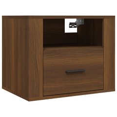 vidaXL Seinäkiinnitettävä yöpöytä, ruskea tammi, 50x36x40 cm hinta ja tiedot | Yöpöydät | hobbyhall.fi