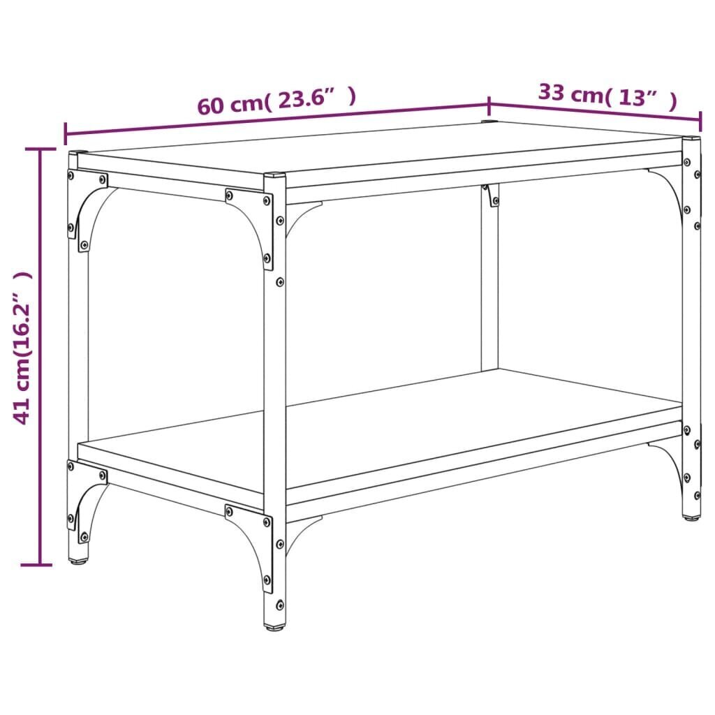 vidaXL TV-taso harmaa Sonoma 60x33x41 cm tekninen puu ja teräs hinta ja tiedot | TV-tasot | hobbyhall.fi