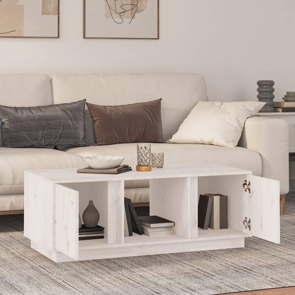 vidaXL Sohvapöytä valkoinen 110x50x40 cm täysi mänty hinta ja tiedot | Sohvapöydät | hobbyhall.fi