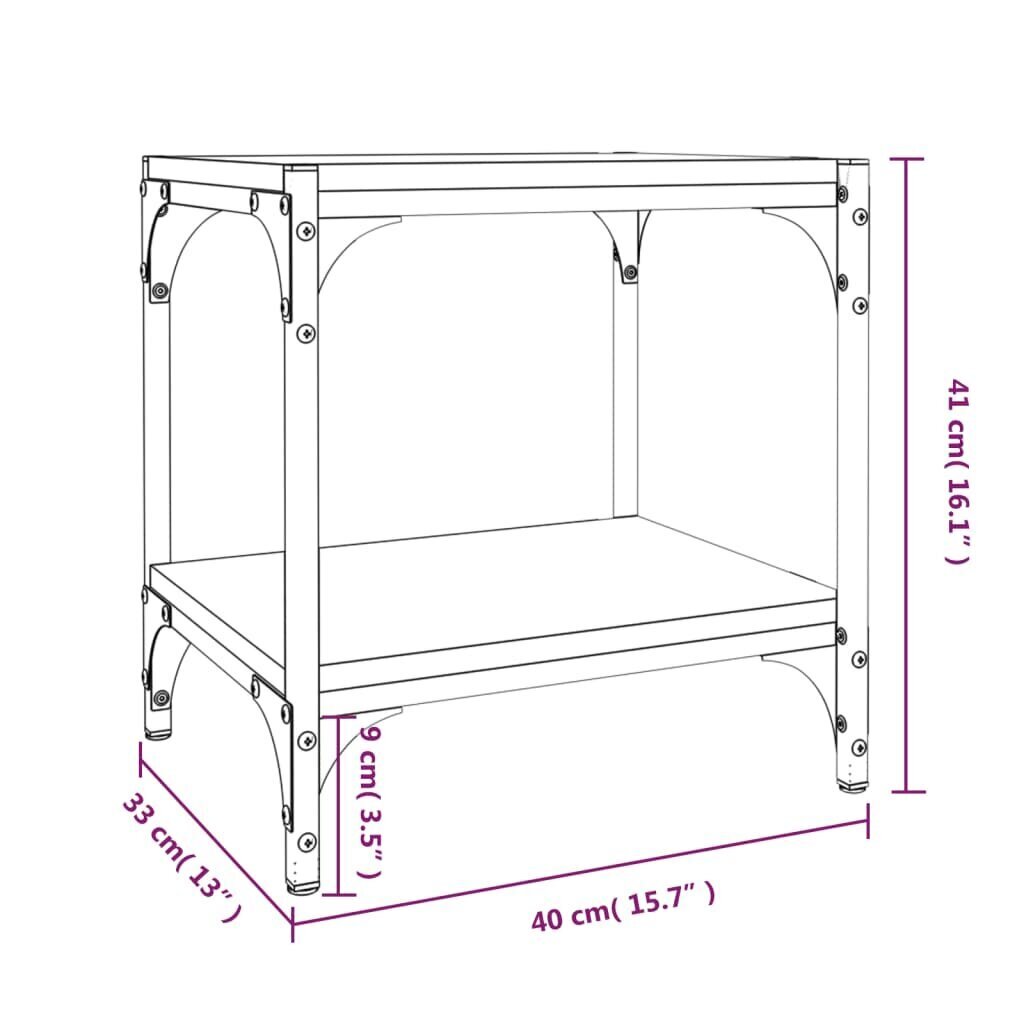 vidaXL TV-taso Sonoma-tammi 40x33x41 cm tekninen puu ja teräs hinta ja tiedot | Olohuoneen kaapit ja lipastot | hobbyhall.fi