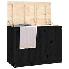 vidaXL Pyykkilaatikko musta 88,5x44x66 cm täysi mänty hinta ja tiedot | Kylpyhuoneen sisustus | hobbyhall.fi