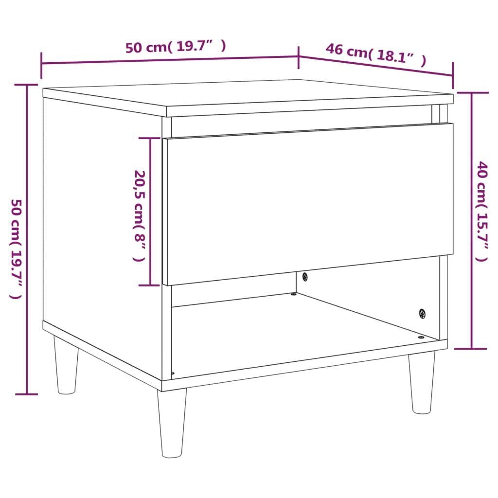 vidaXL Yöpöydät 2 kpl ruskea tammi 50x46x50 cm tekninen puu hinta ja tiedot | Yöpöydät | hobbyhall.fi