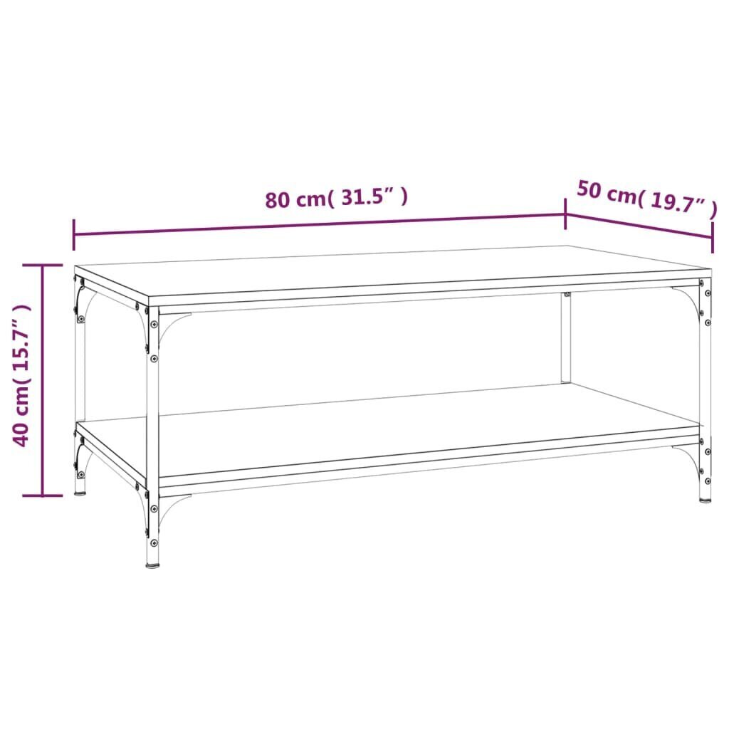 vidaXL Sohvapöytä ruskea tammi 80x50x40 cm tekninen puu hinta ja tiedot | Sohvapöydät | hobbyhall.fi