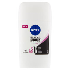 Deodoranttipuikko Nivea Black & White Invisible Clear naisille, 50 ml hinta ja tiedot | Naisten ihonhoito | hobbyhall.fi