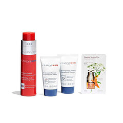 Kosmetiikkasetti Clarins Men Energizing Value Pack miehille: suihkugeeli, 50 ml + shampoo-suihkugeeli, 30 ml + kasvojen pesu, 30 ml + kosmetiikka hinta ja tiedot | Suihkusaippuat ja suihkugeelit | hobbyhall.fi