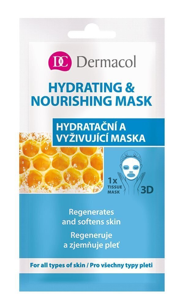 Dermacol Hydrating & Nourishing Mask kasvonaamio 15 ml hinta ja tiedot | Kasvonaamiot ja silmänalusaamiot | hobbyhall.fi