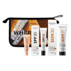 Auringonhoitosetti Mádara WhereverSuncare Must-Haves: kasvonaamio, 17 ml + aurinkovoide kasvoille, 40 ml + aurinkovoide vartalolle, 100 ml hinta ja tiedot | Aurinkovoiteet | hobbyhall.fi