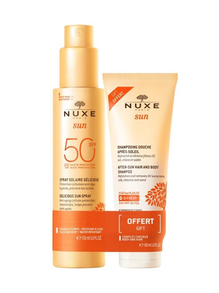 Set Nuxe Sun: aurinkosuojasuihke SPF50, 150 ml + shampoo, 100 ml hinta ja tiedot | Aurinkovoiteet | hobbyhall.fi