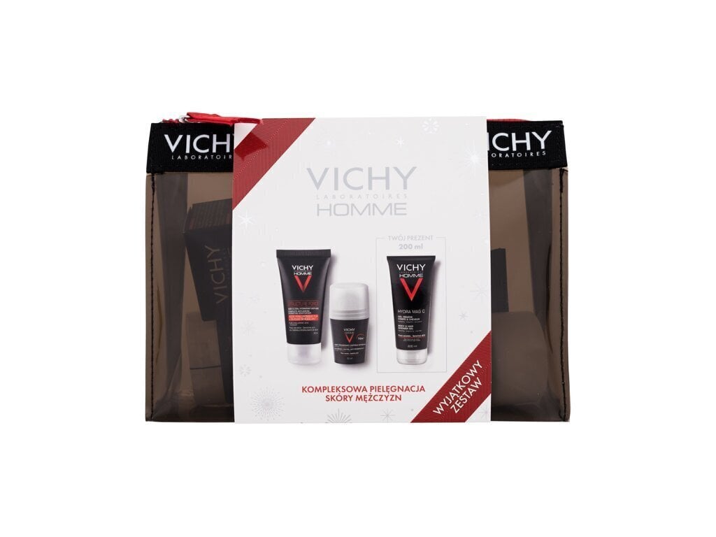 Setti Vichy XMas Homme miehille: päiväkasvovoide, 50 ml + roll-on antiperspirantti, 50 ml + suihkugeeli, 200 ml hinta ja tiedot | Kasvovoiteet | hobbyhall.fi